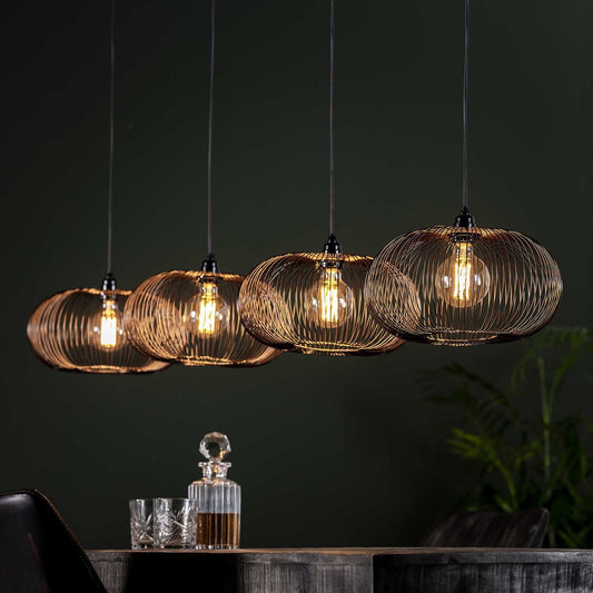 Hanging lamp Copper Twist | 4-lights | black nickel | metal | Ø 34 cm | 170 cm wide | height adjustable up to 150 cm | dining room / dining table lamp | modern / atmospheric design