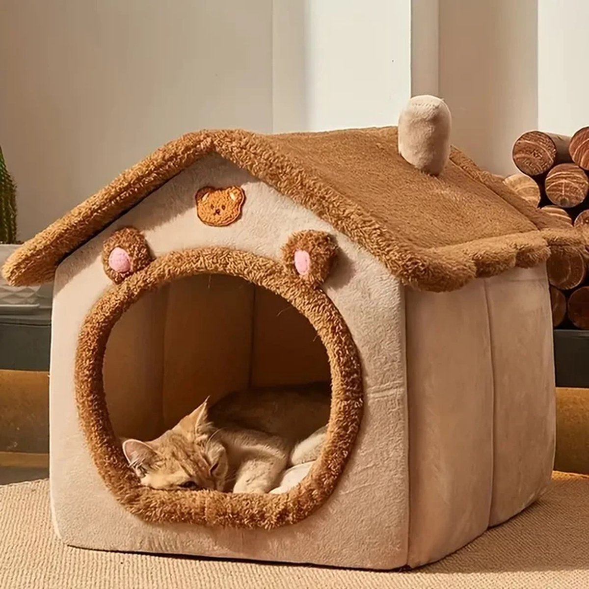 Foldable Waterproof Cat House - for Outdoor Use - Comfortable Nest for Small Dogs, Kittens, and Puppies