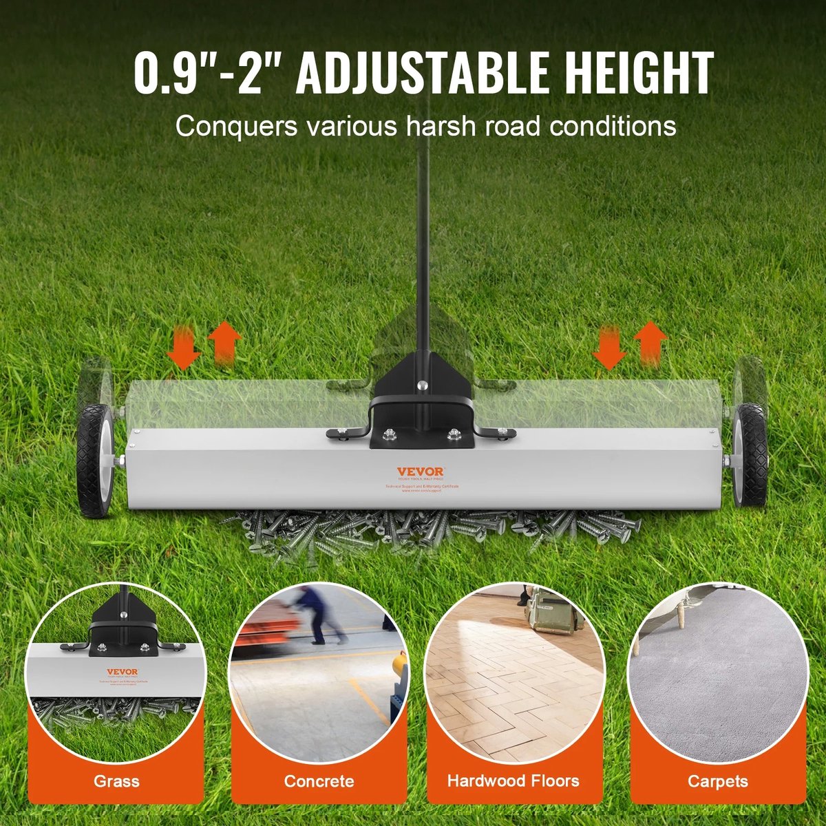 Eszenzics™ Magnetische Veegmachine Pro5 - Industriële Professionele Magneetbezem - Extra Sterk - 75cm breed - Bezem t.b.v. metalen - Voor Binnen en Buiten