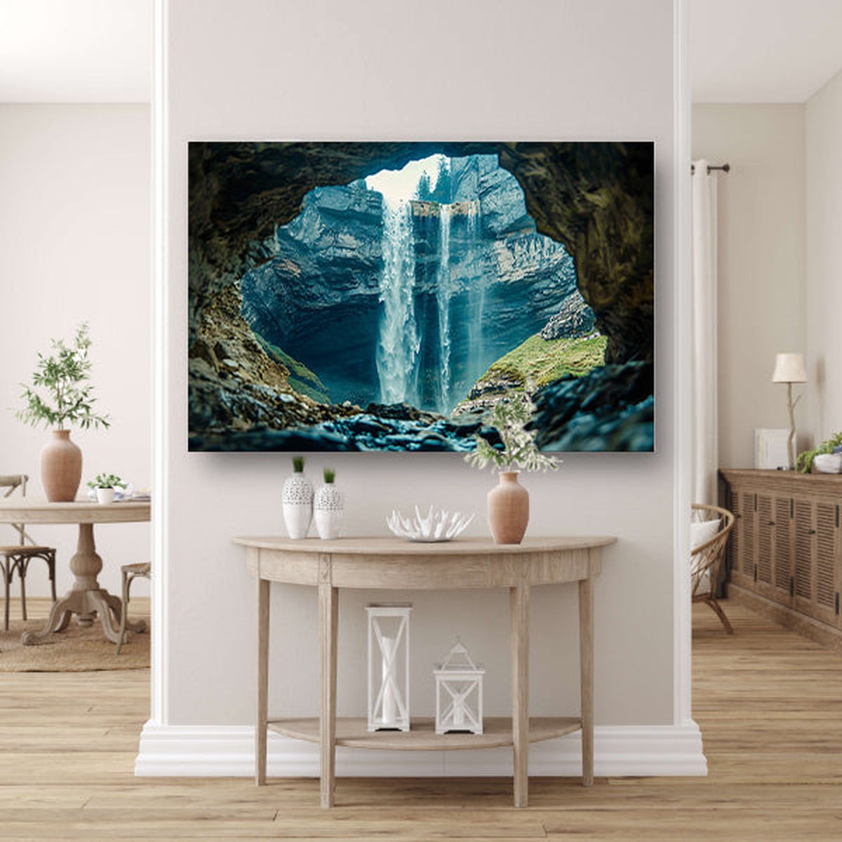 Transparante glasschilderijen - Watervalschilderijen - Schilderij op glas Natuur - Industriële woonkamerdecoratie - Plexiglas schilderijen - Slaapkamer wanddecoratie acrylglas 60x40 cm