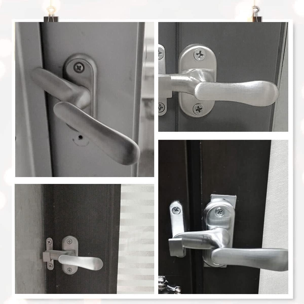 Door latch rotating handle stainless steel look - high and low pin locking - anti-theft - suitable for most doors - silver - 1 piece door handle latch
