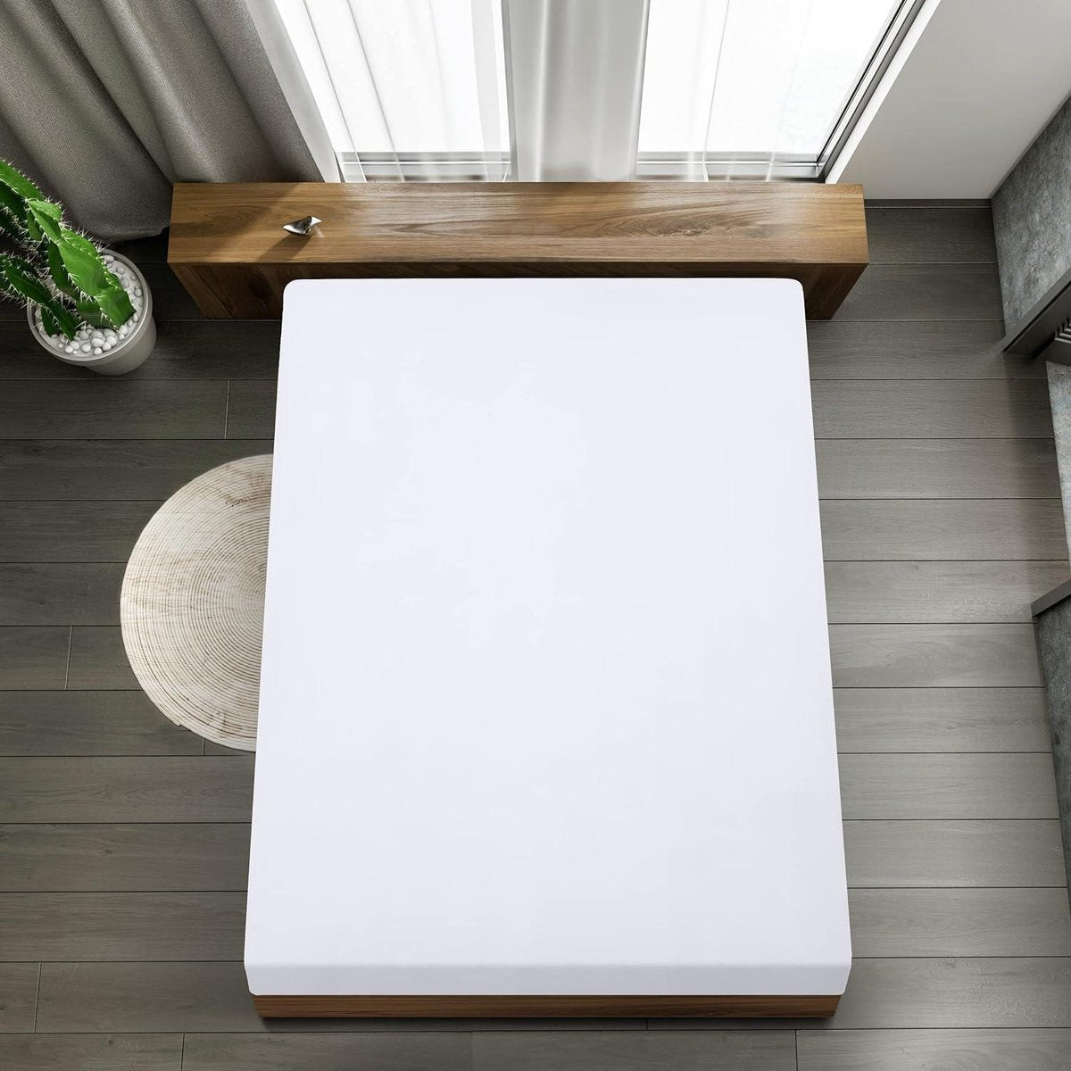 Hoeslaken 160x200 tot 30 cm Matrashoogte Wit Zachte Geborstelde Microvezel Stof Krimp- en Vervaagbestendig Eenvoudig Onderhoud - HTML Content Needed hoeslaken