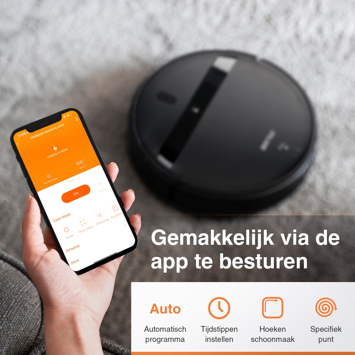 Robotstofzuiger met Dweilfunctie – Met Laadstation – Dweilrobot – Robotstofzuigers – Huisdiervriendelijk – met afstandsbediening en app - Robotstofzuiger Zwart