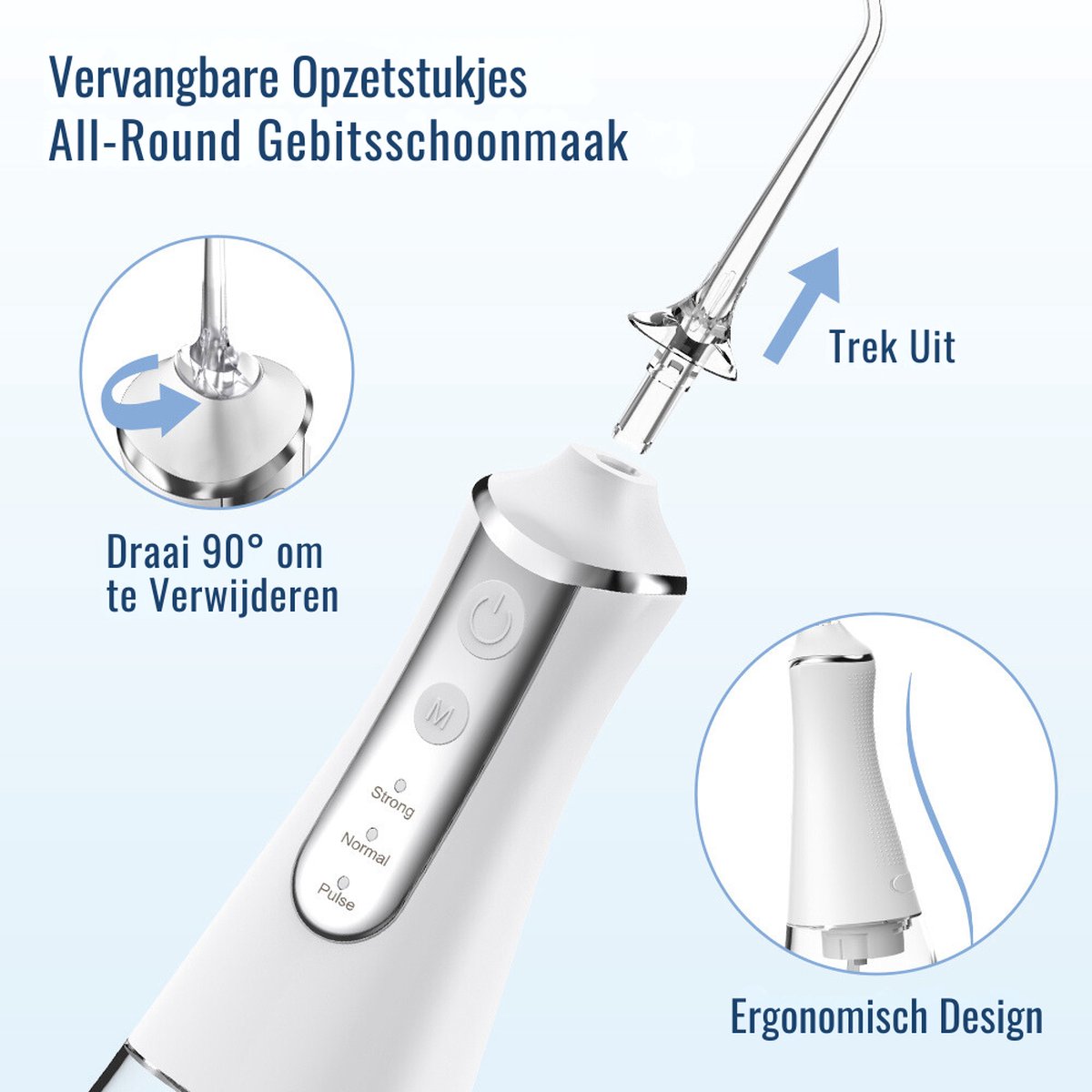 YHS WaterFlosser - Draadloos - 5 Opzetstukken - Monddouche - Elektrisch Flosapparaat - Water Pik - Elektrische Tandenstoker - Duurzaam - Hoge Druk Flossen - Zwart