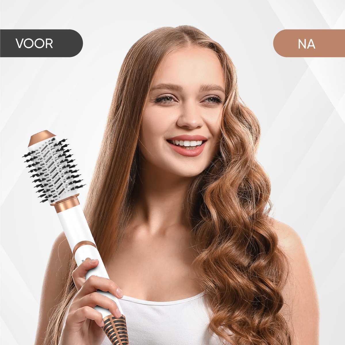 VENEUX® 6-1 Föhnborstel - Airstyler - Krulborstel - Wit / Goud - Krultang