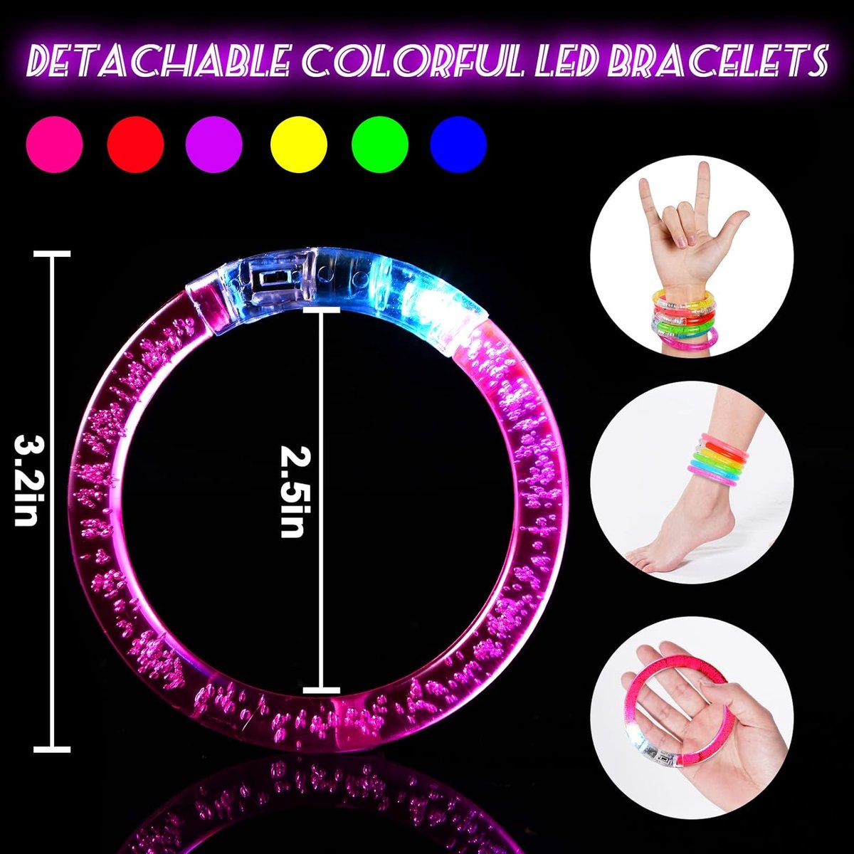 36 stuks led-lichtarmbanden, knipperende armbanden in het donker, glowstick-armband, verlicht speelgoed voor afstuderen, verjaardag, feest, cadeaus, armband voor kinderen en volwassenen