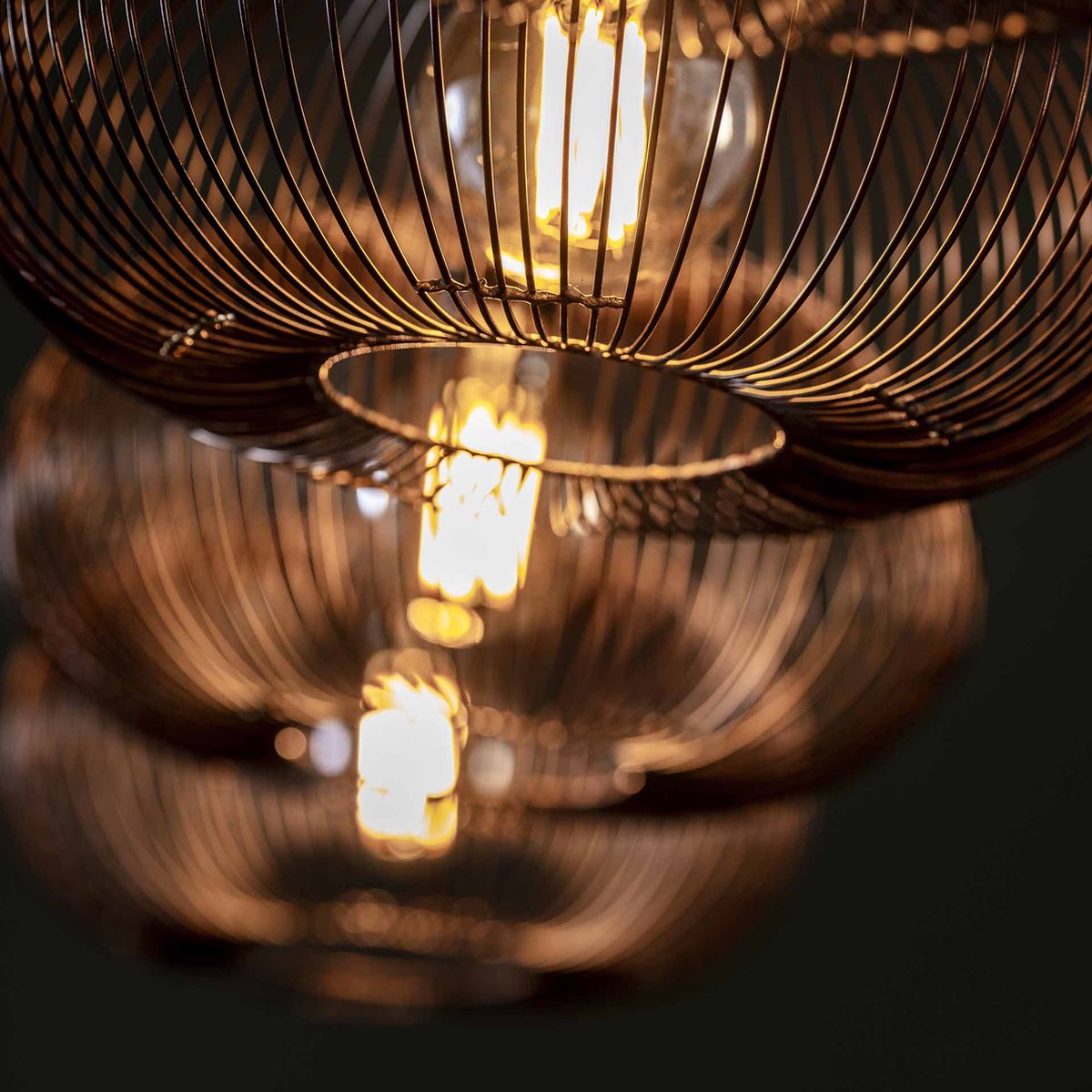 Hanging lamp Copper Twist | 4-lights | black nickel | metal | Ø 34 cm | 170 cm wide | height adjustable up to 150 cm | dining room / dining table lamp | modern / atmospheric design