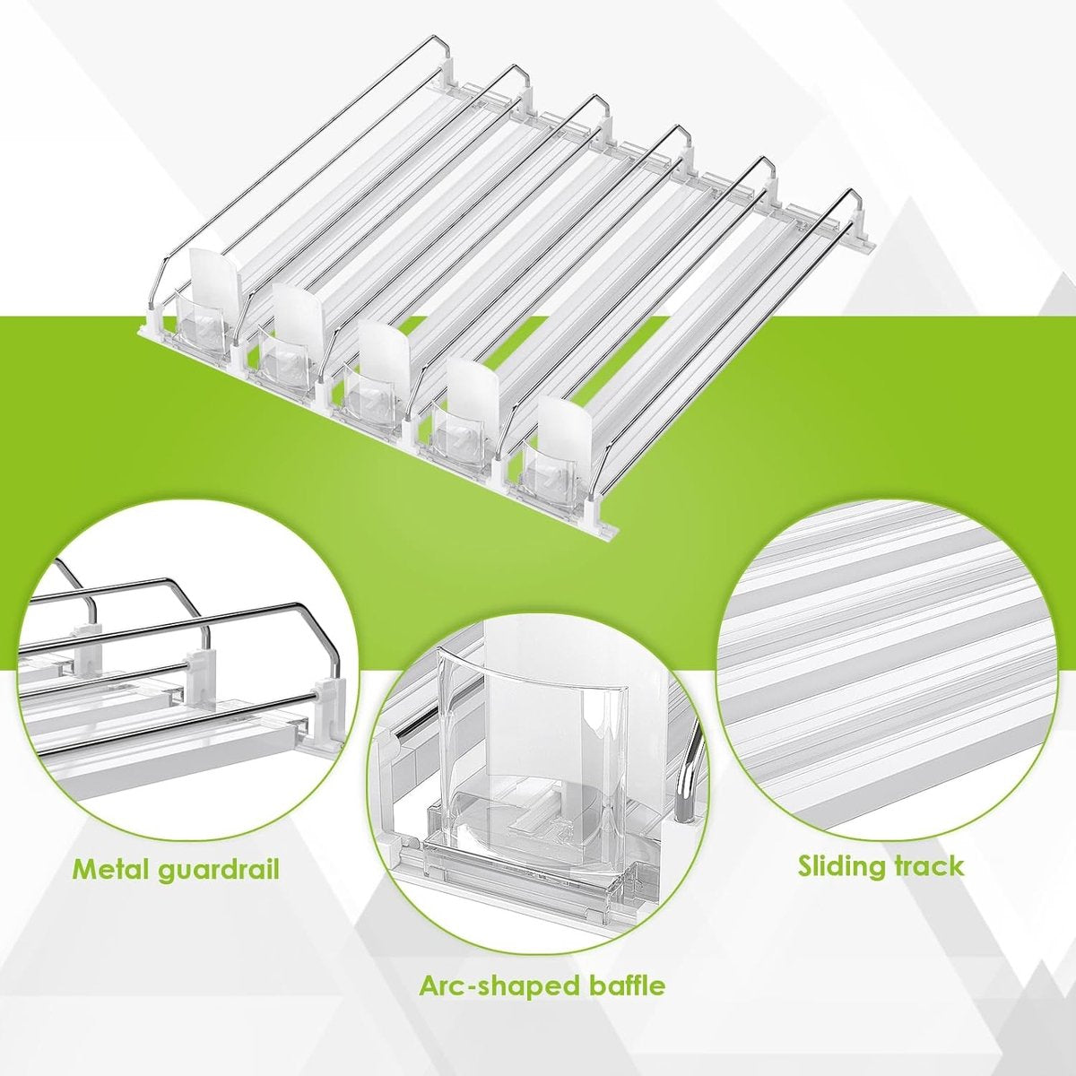 Self-sliding can organizer, refrigerator organizer, can dispenser, refrigerator, automatic refrigerator organizer with adjustable width, for drinks, beer, soda (holds 25 cans, white)