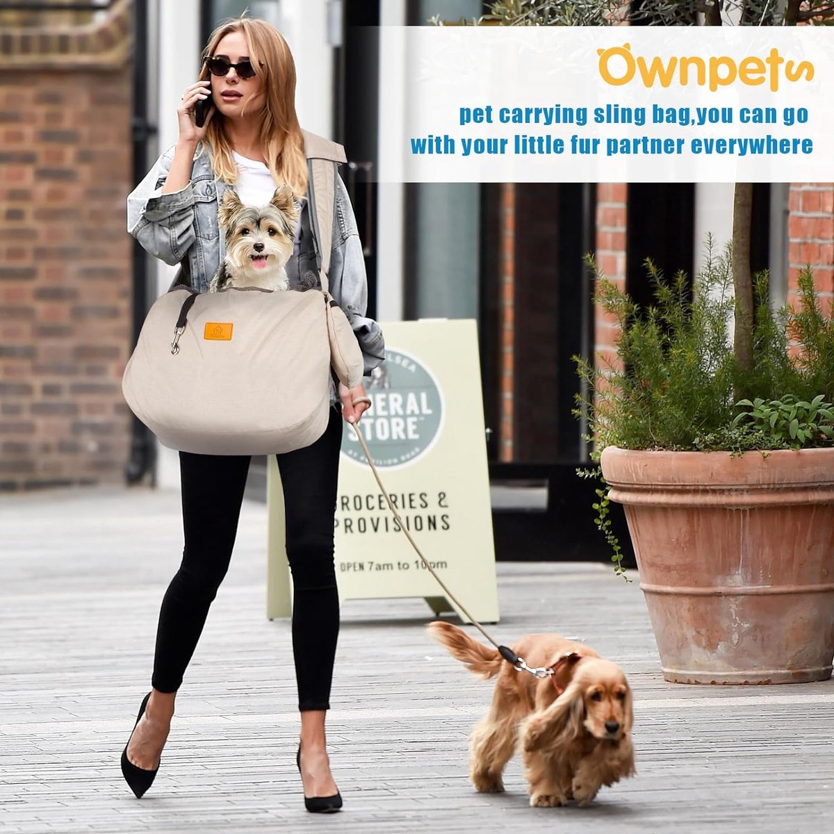 Dog carrier bag, large dog bag up to 11 kg, dog sling carrier, reversible and hands-free dog bag with adjustable strap and shoulder pads for outdoor use