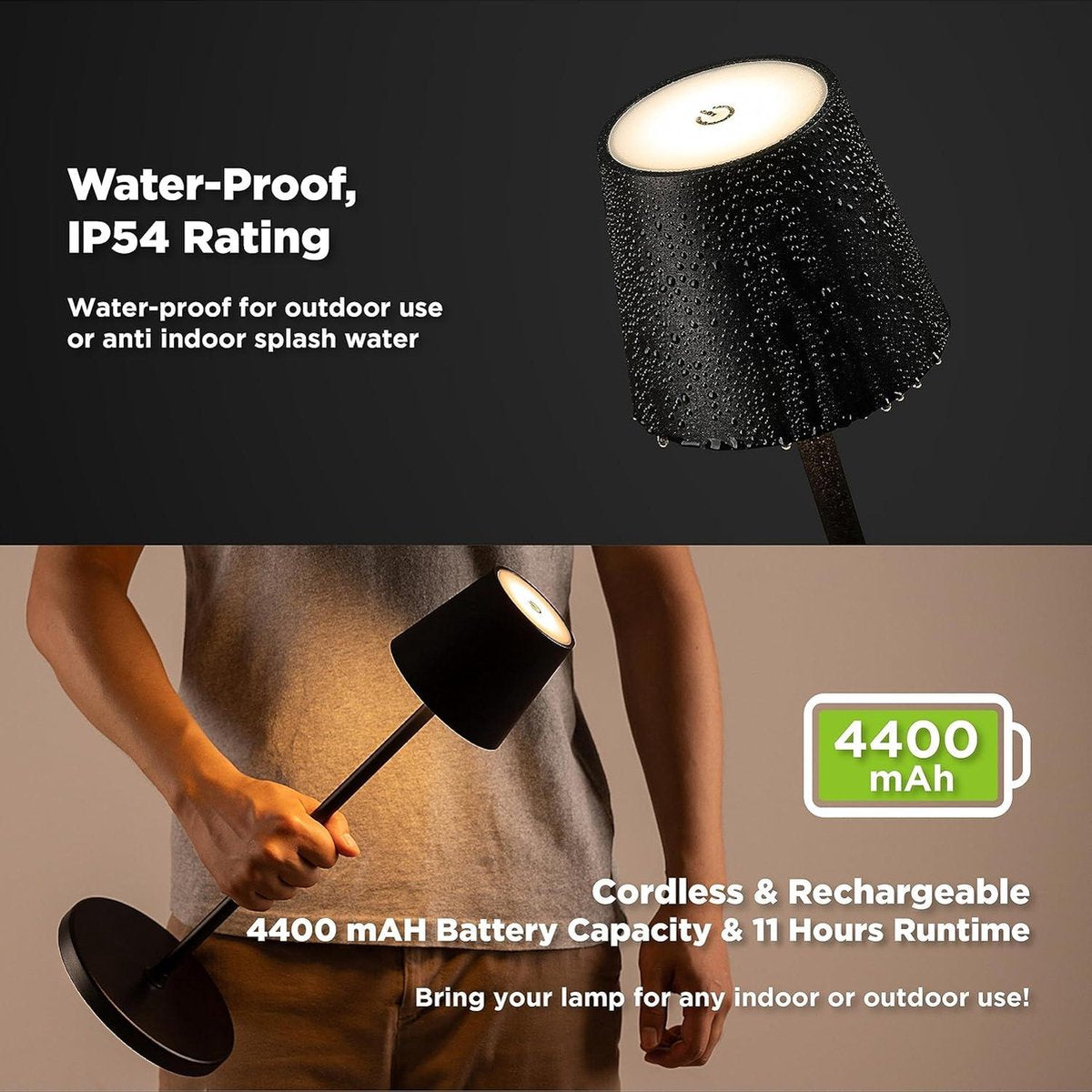 Dimbare Draadloze Waterdichte Vloerlamp voor Buiten - Oplaadbaar - 133 cm Hoog - Verstelbare Hoogte - Tafellamp - Leeslamp - Patio's Woonkamer Slaapkamer