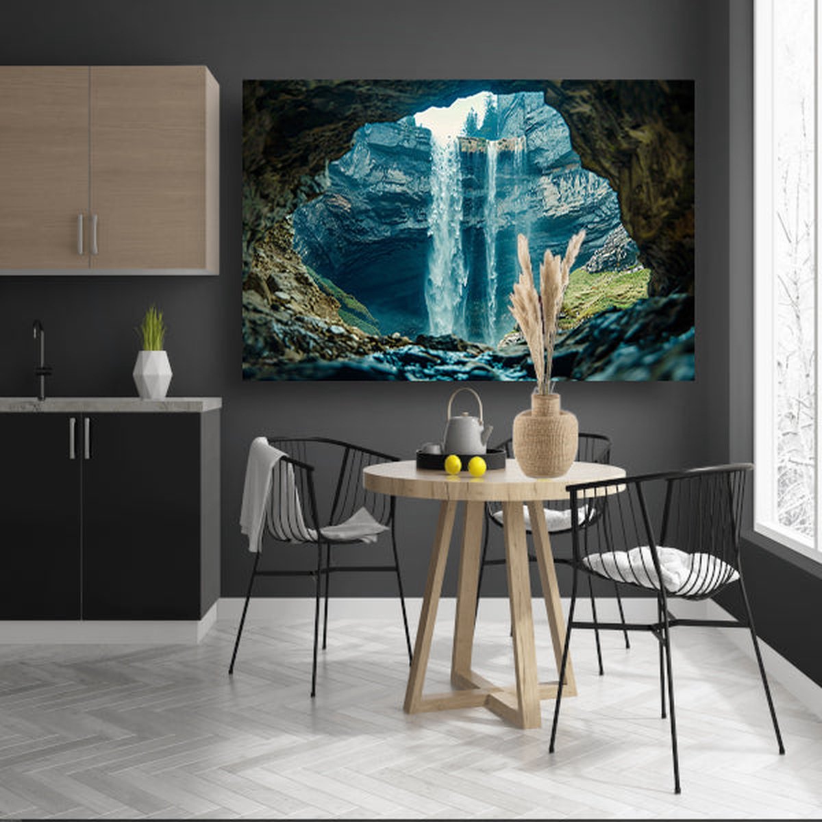 Transparante glasschilderijen - Watervalschilderijen - Schilderij op glas Natuur - Industriële woonkamerdecoratie - Plexiglas schilderijen - Slaapkamer wanddecoratie acrylglas 60x40 cm