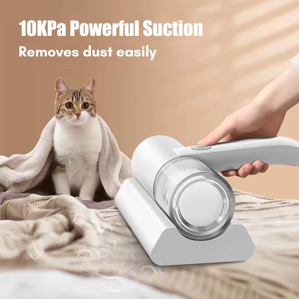 Mite Vacuum Cleaner Anti Dust Mite Handheld UV-C Cordless House Mite Remover Anti-Dust Instrument Cleaning Machine For Home Office Bed Sofa 2000 Vibrations Per Minute