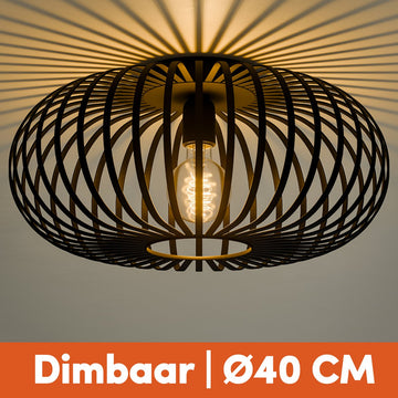 Nolt Plafondlamp Zwart - Plafonniere E27 Lamp - Industrieel - ⌀ 40cm