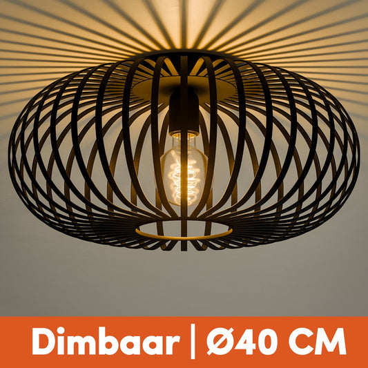 Nolt Plafondlamp Zwart - Plafonnière E27 Lamp - Industrieel - ⌀ 40cm