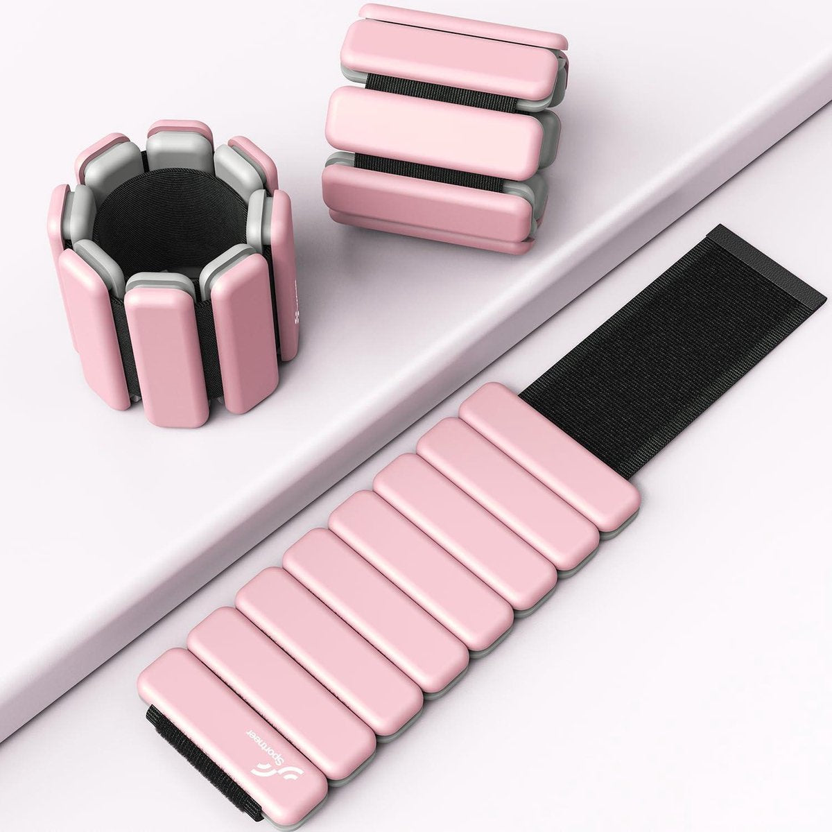 Portable gewichtsmanchetten - 1 kg en 1,5 kg - voor dames en heren, enkelgewichtset voor yoga dans aerobic hardlopen wandelen roze Weight cuffs