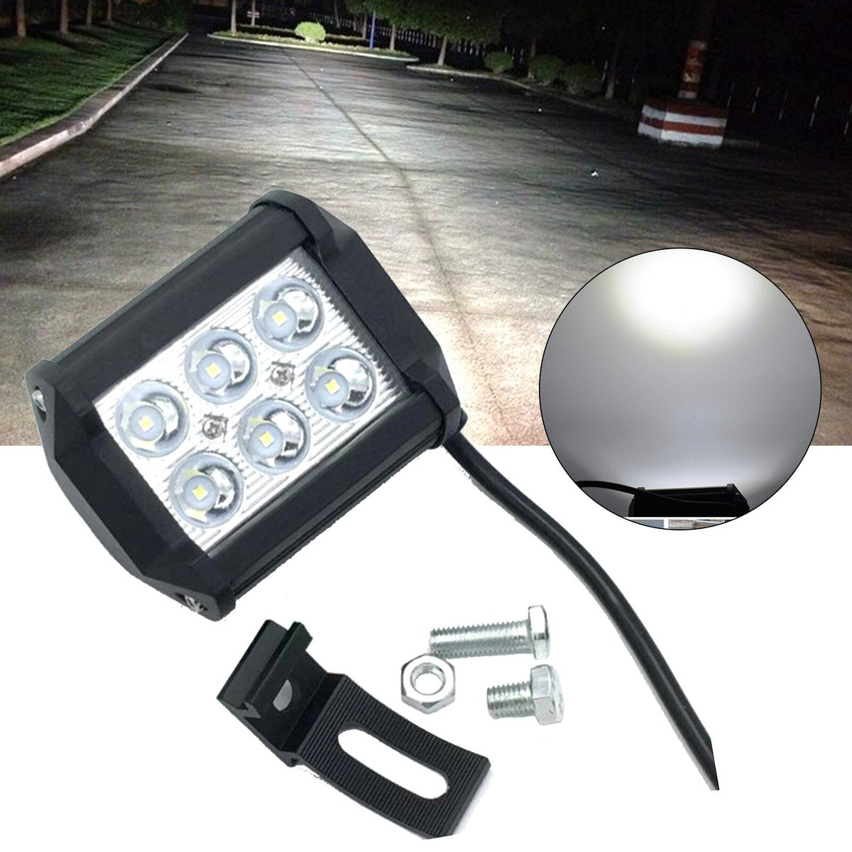 (2 Stuks) 18 Watt 12V LED-lamp voor offroadverlichting Verstraler werklamp IP67 | 6000K | SUV | ATV | Boot | Bus |