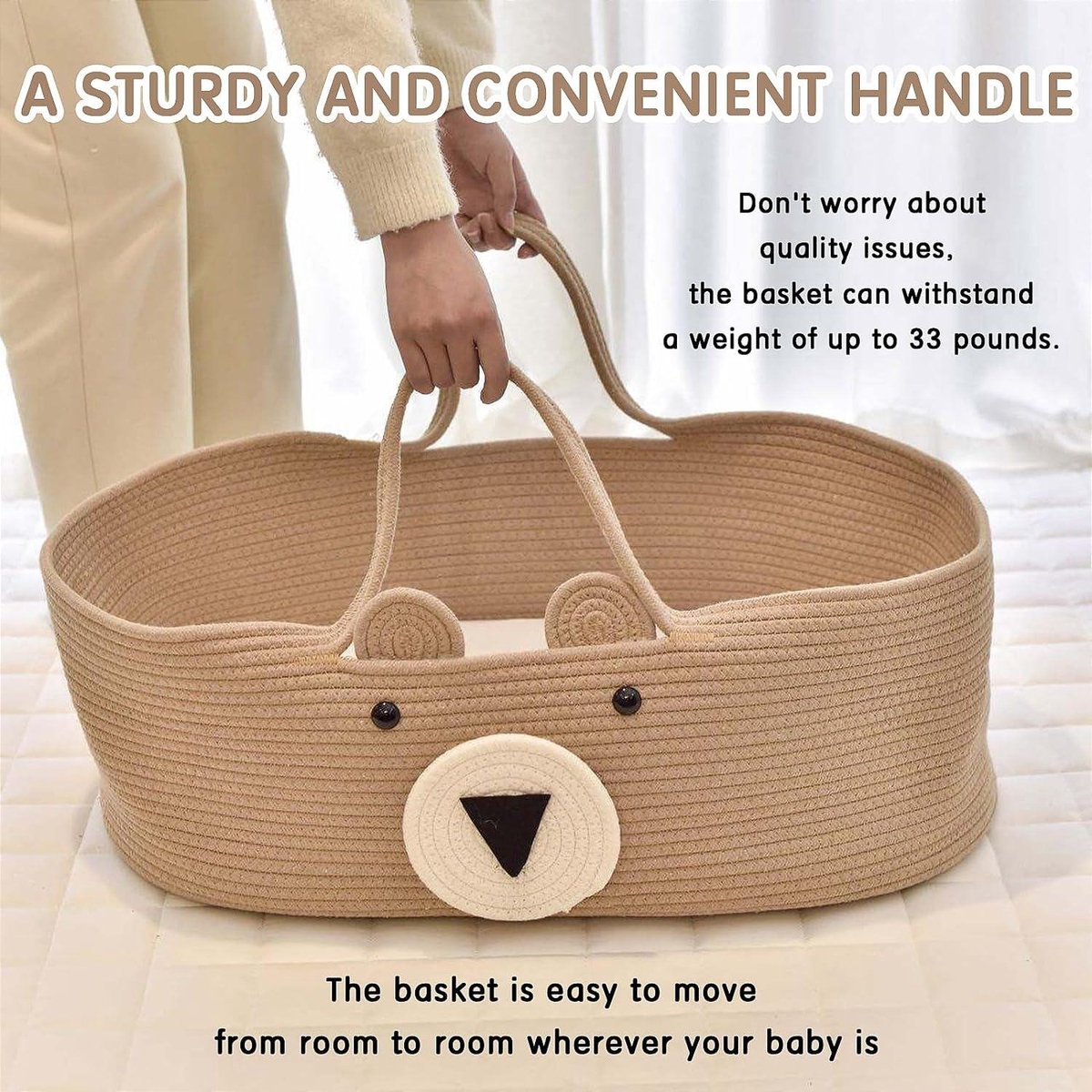 Babymand Mozes Mand Draagbare Handmand Katoenen Touw Wieg Slaapzak Buitenreizen - Baby Beddenset - Co-slaper