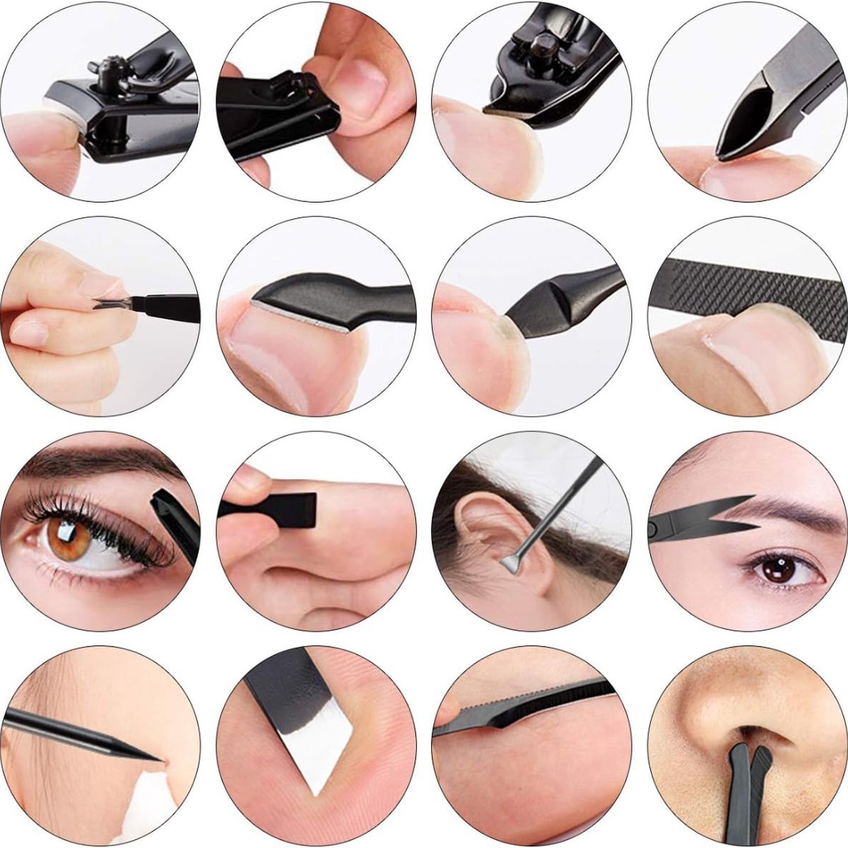 Pedicureset - Elektrische Nagelfrees - Nagelverzorging - 16-Delig - Met Opbergtas - RVS - Zwart