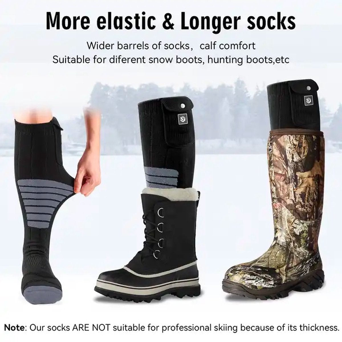 Wasato - Heated socks one size fits all - Electric foot warmer - Heated socks electric - Electrically heated socks - Electric foot warmer - Heated socks with battery
