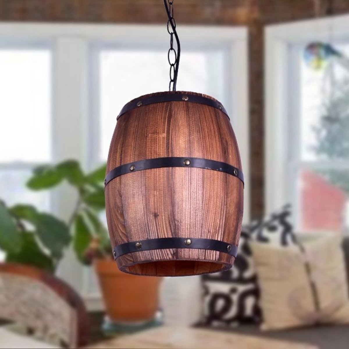 YWXLight Vintage vat kroonluchter creatieve houten wijnvat verlichting gepersonaliseerde Cafe Bar lamp