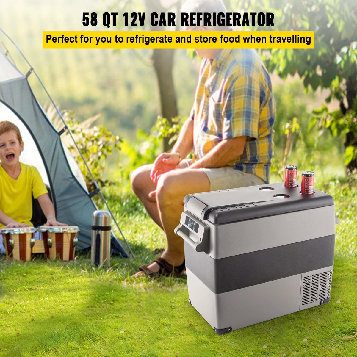 Verkoop Nederland® - 35L - Koelbox Auto - Elektrische Koelbox - Koelkast - Vriezer - Draagbare Compressor Koeler - 12/24V DC 110-240V - Koelbox voor Camping - 60W