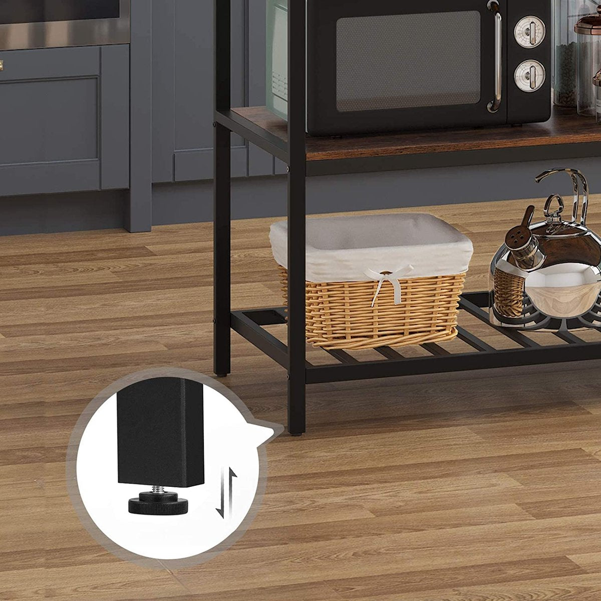Kitchen Shelf with 3 Shelves, Kitchen Island with Large Worktop, Stable Metal Frame, 120 x 60 x 90 cm, Easy Assembly, Industrial Design, Vintage Brown-Black KKI01BX