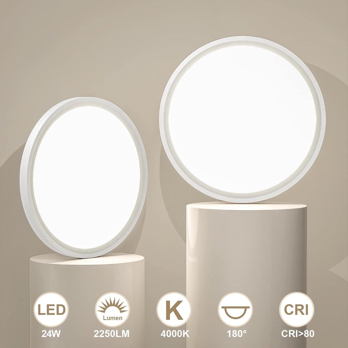 Bathroom Lamp Ceiling Waterproof Neutral White Modern Thin Round Bedroom - Kitchen - Dining Room - Balcony - Hallway - Living Room