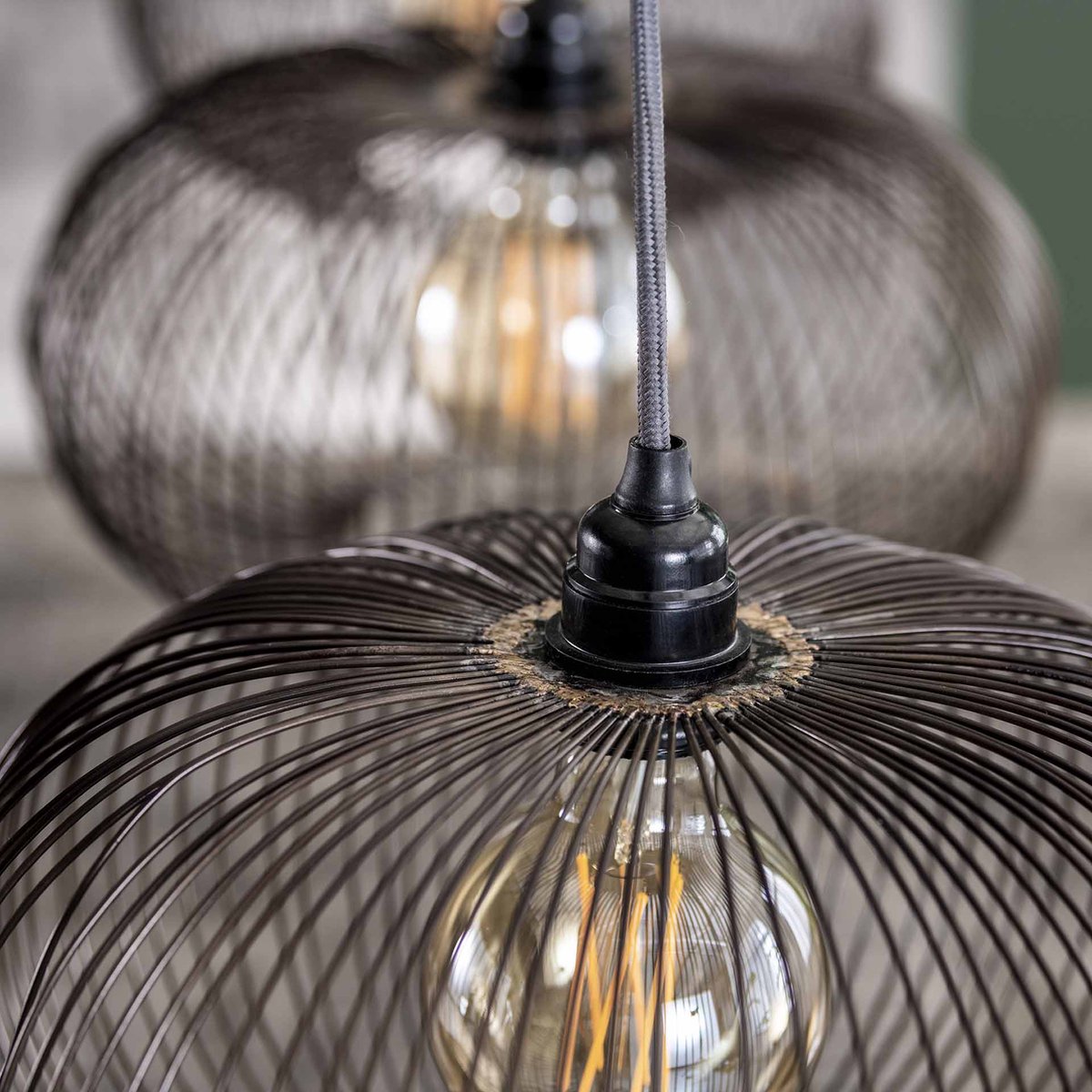 Hanging lamp Copper Twist | 4-lights | black nickel | metal | Ø 34 cm | 170 cm wide | height adjustable up to 150 cm | dining room / dining table lamp | modern / atmospheric design