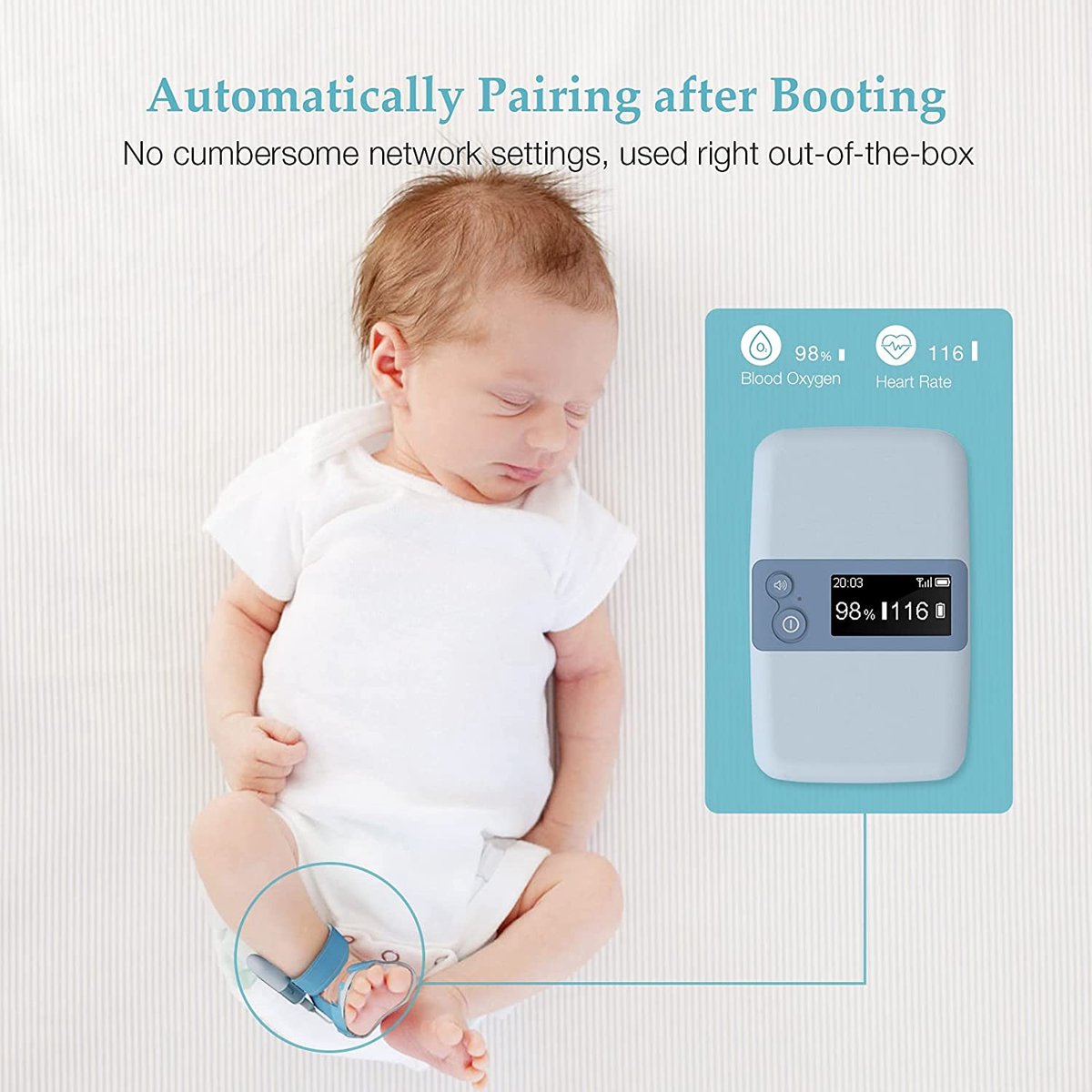 BabyO2 S2 Babymonitor - Babyfoon met Zuurstof- & Hartslagmeter
