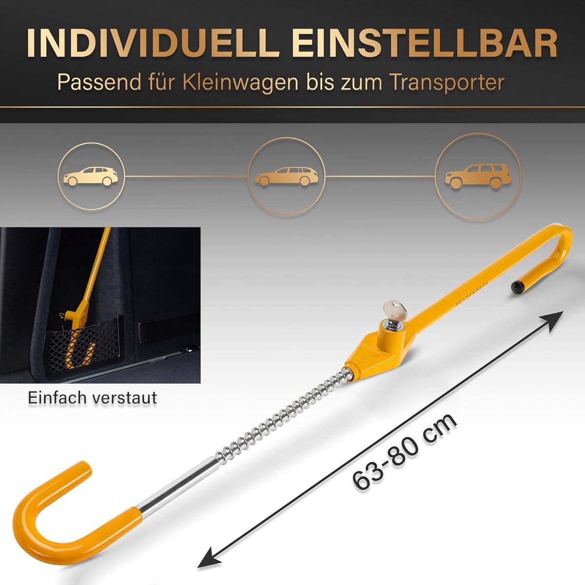 Stuurslot Auto voor Diefstalbeveiliging - Stuurwielklem universele pasvorm - Beste Stuurslot voor Auto's