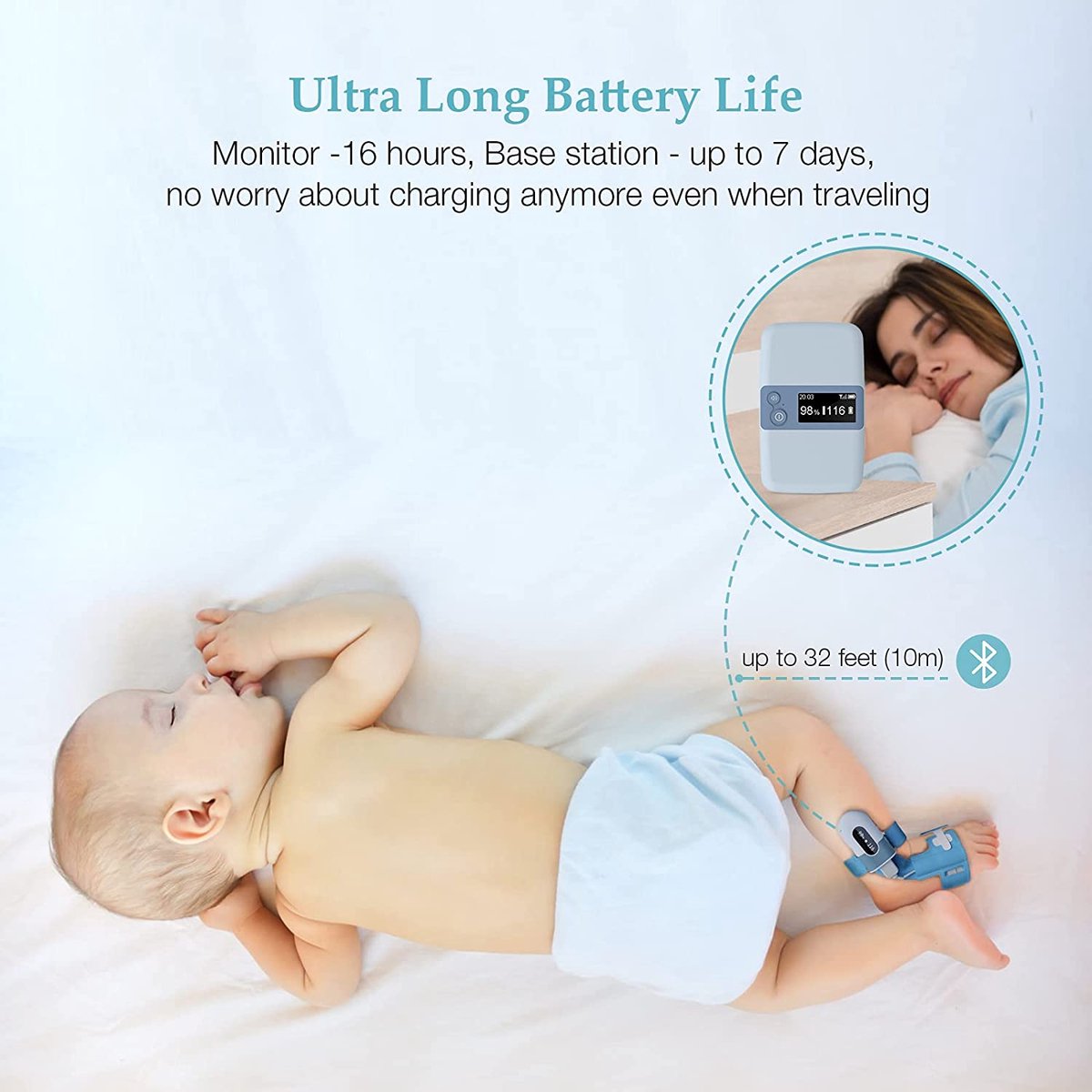 BabyO2 S2 Babymonitor - Babyfoon met Zuurstof- & Hartslagmeter
