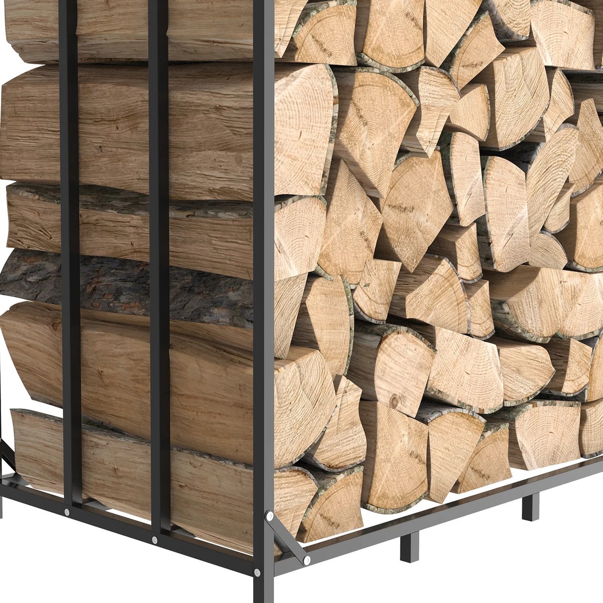 Firewood storage - Outdoor wood storage - With roof - Steel - Black - 157x60x177 cm - Max. weight 300kg - Wood storage - Firewood storage