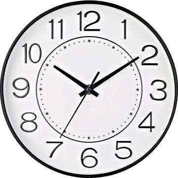 Wandklok 25,5 cm stille niet-tikkende klok ronde muurdecoratie, wandklokken voor woonkamer keuken kantoor (wit zwart)