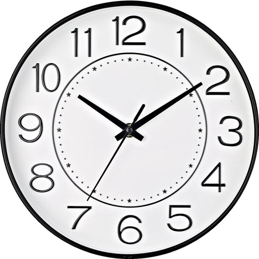 Wandklok 25,5 cm Stille Niet-Tikkende Ronde Wanddecoratie, Wandklokken voor Woonkamer Keuken Kantoor (Wit Zwart)