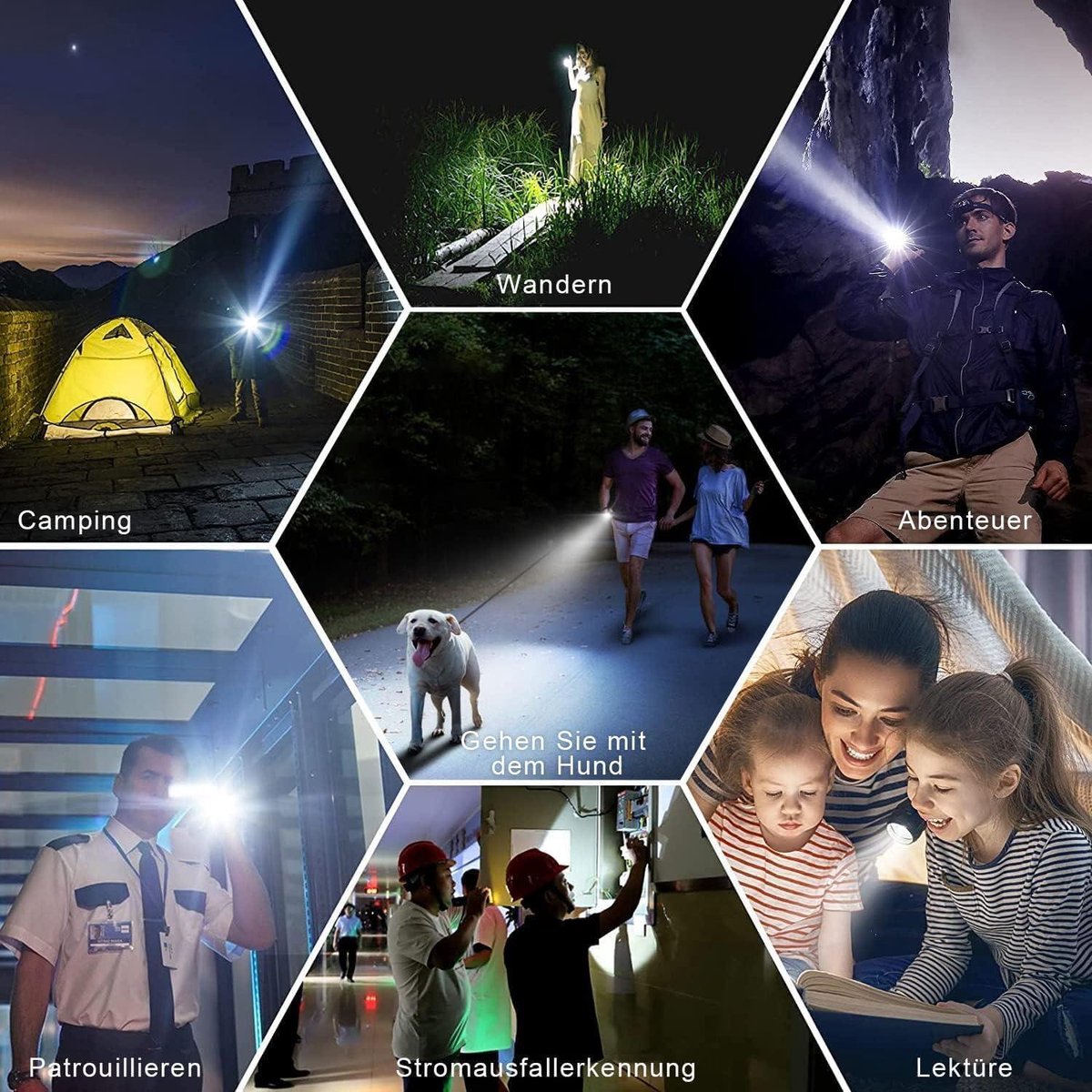 200.000 Lumen Oplaadbare LED Zaklamp - Super Helder - Tactische Zaklamp - 3 Verlichtingsmodi - Ingebouwde 10800 mAh Oplaadbare Batterij - High Power - JAY-PARK Zaklamp