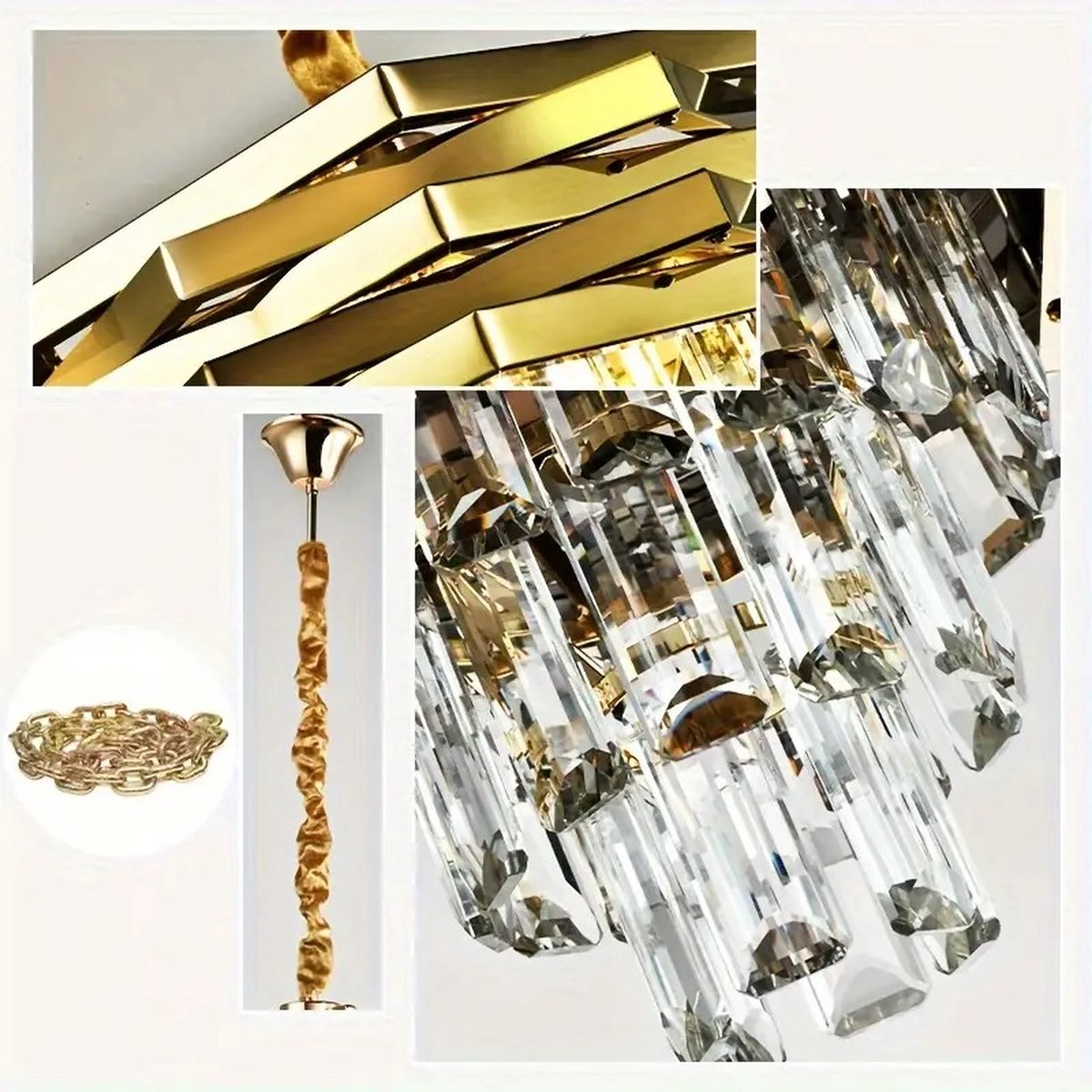 Kristallen Kroonluchter - Crystal Chandelier - Goud - Hanglamp - Woonkamerlamp - Moderne lamp - Plafonniere