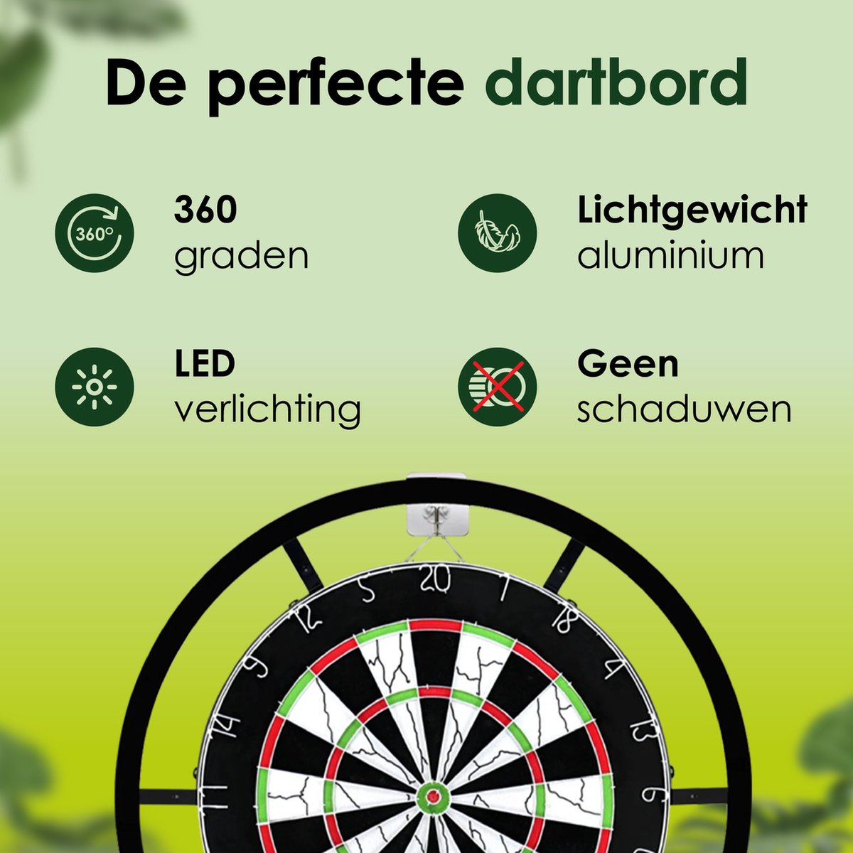 Dartbord Verlichting inclusief Dartcase voor Dartpijlen - Dartbord Surround Ring - Dartbord licht - Dartbord Verlichting Voordeelpakket