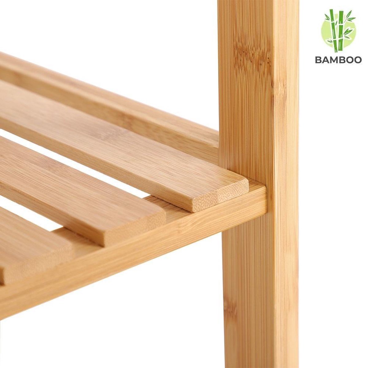 Bamboo Wooden Storage Rack - As an open bathroom rack, shoe rack or kitchen rack - Storage cabinet with 5 adjustable levels / shelves - Rack for bathroom, kitchen and hall - 60 cm wide - Decopatent®