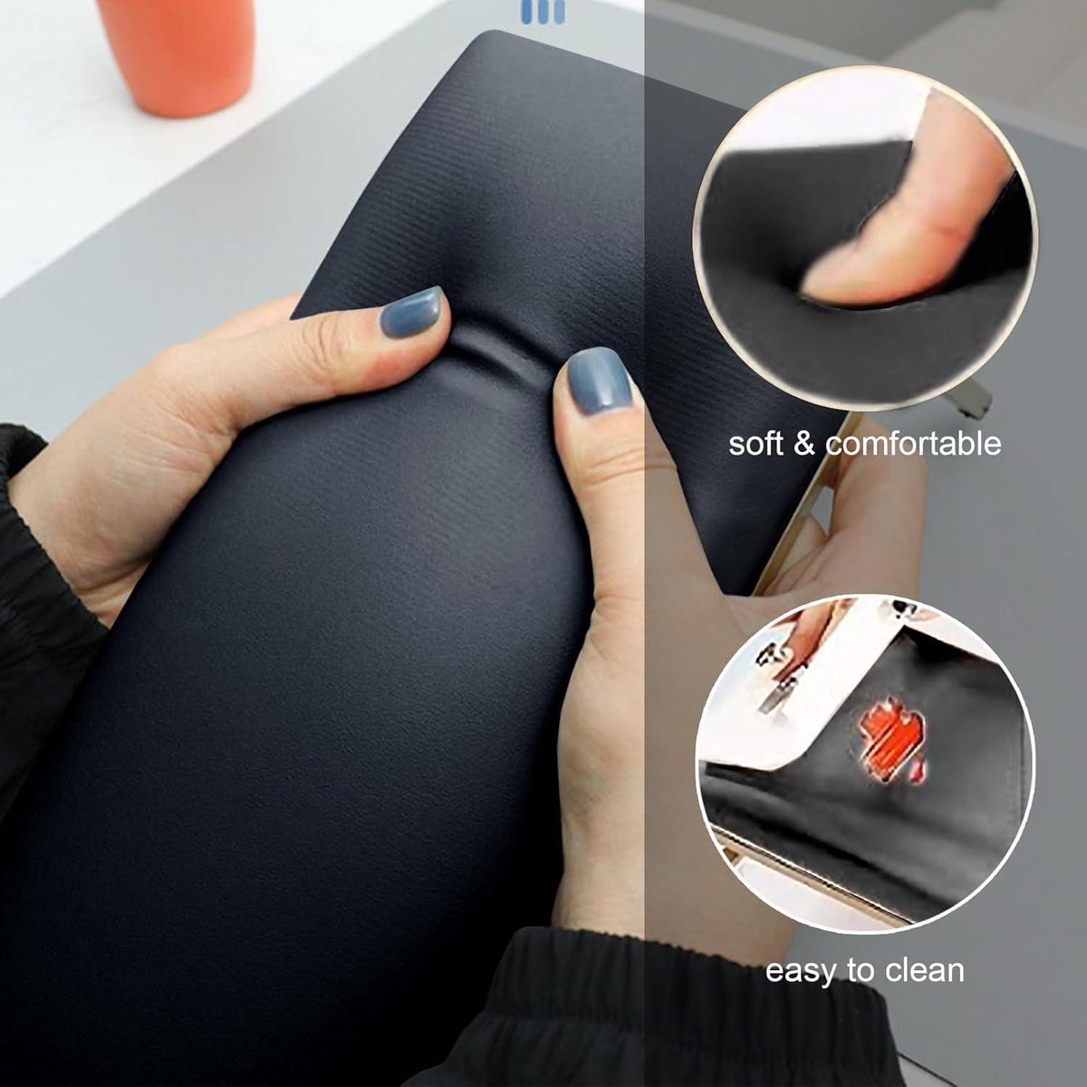 Nagelkussen met opvouwbare houder - microvezel lederen handsteun kussen - voor manicuresalon - zwart