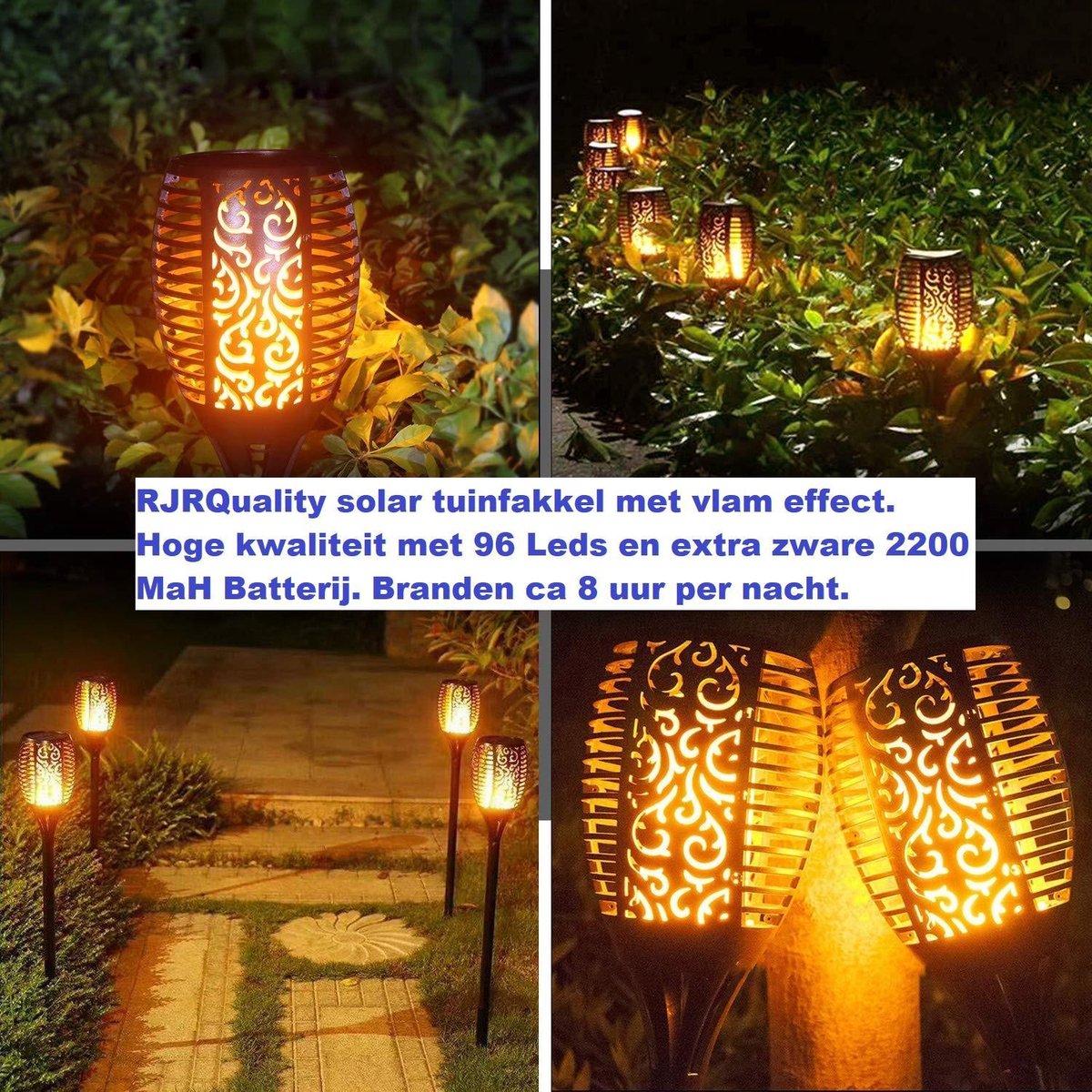 Solar Torch Garden Lights Lantern Solar Energy Outdoor Lighting Garden Torches 96 LED Outdoor Garden Lamp Set of 4 with free LED ground spot