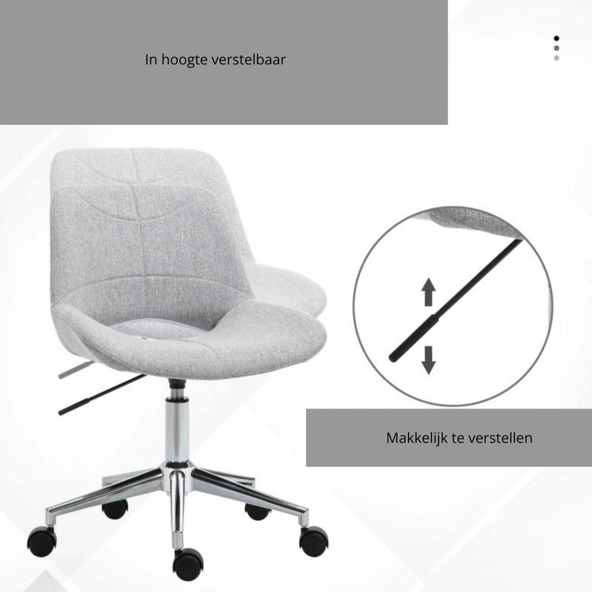 Office Chair - Ergonomic Office Chair - Chair - Swivel - Grey - 49 x 56.5 x 73-82.5 cm