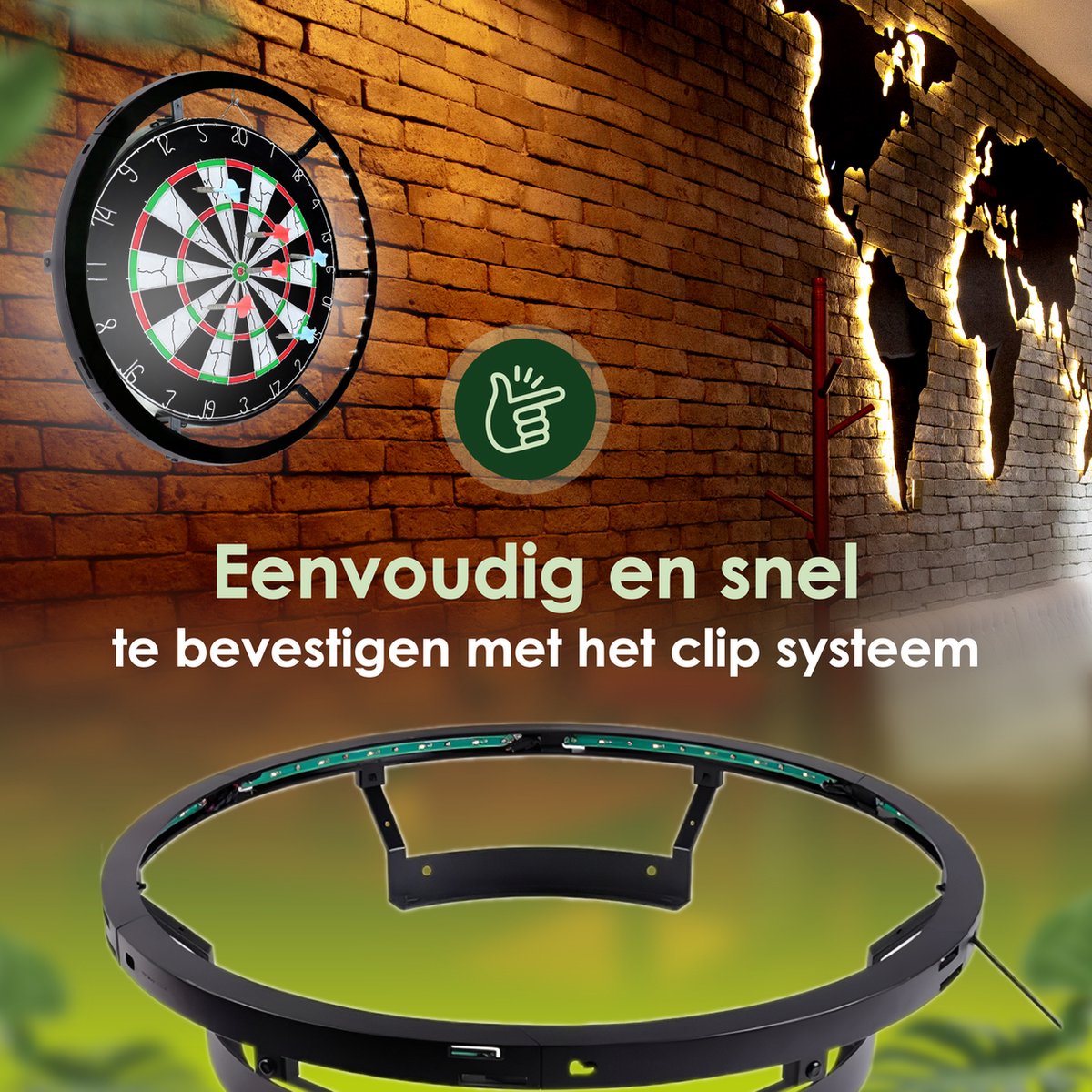 Dartbord Verlichting inclusief Dartcase voor Dartpijlen - Dartbord Surround Ring - Dartbord licht - Dartbord Verlichting Voordeelpakket