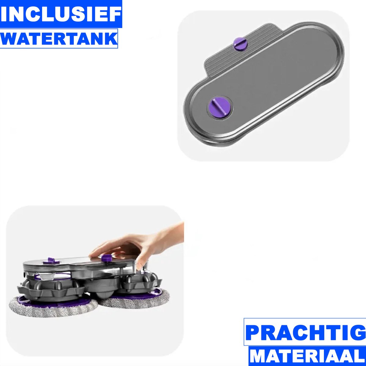 Elektrische Dweil geschikt voor Dyson Steelstofzuiger - Mondstuk Accessoires Opzetstuk & Dweilsysteem voor V7 / V8 / V10 / V11 series - Vloerwisser en Vloermop - Nat & Droog - Inclusief 6 dweilmops