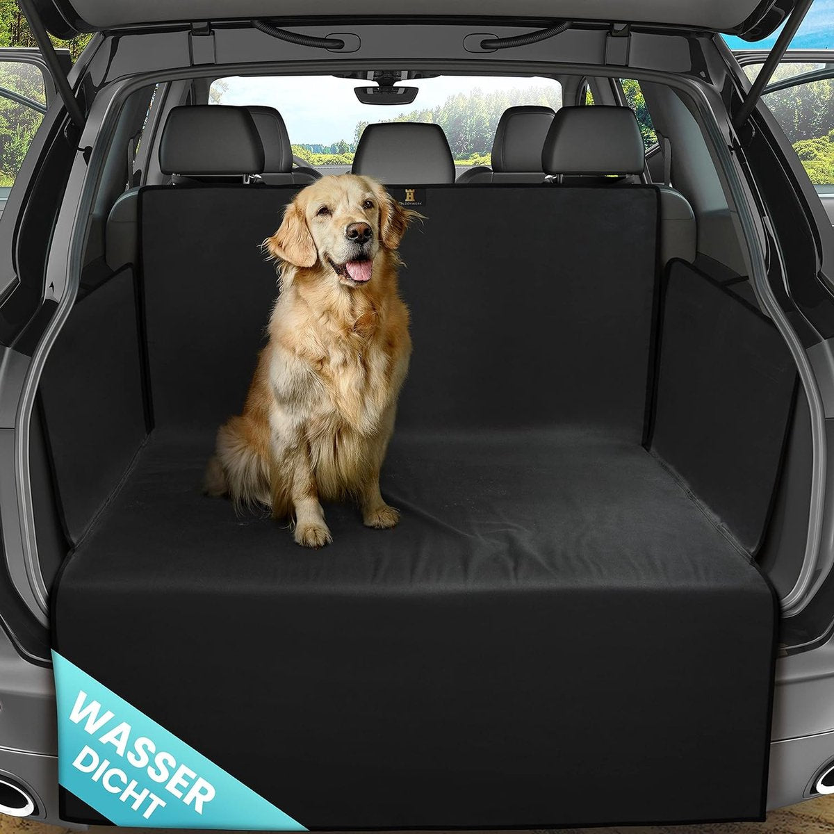Boot Liner Protector - Waterproof & Scratch Resistant - Dog Blanket for Car - Cover with Bumper Protection - Incl. Practical Pocket - Black