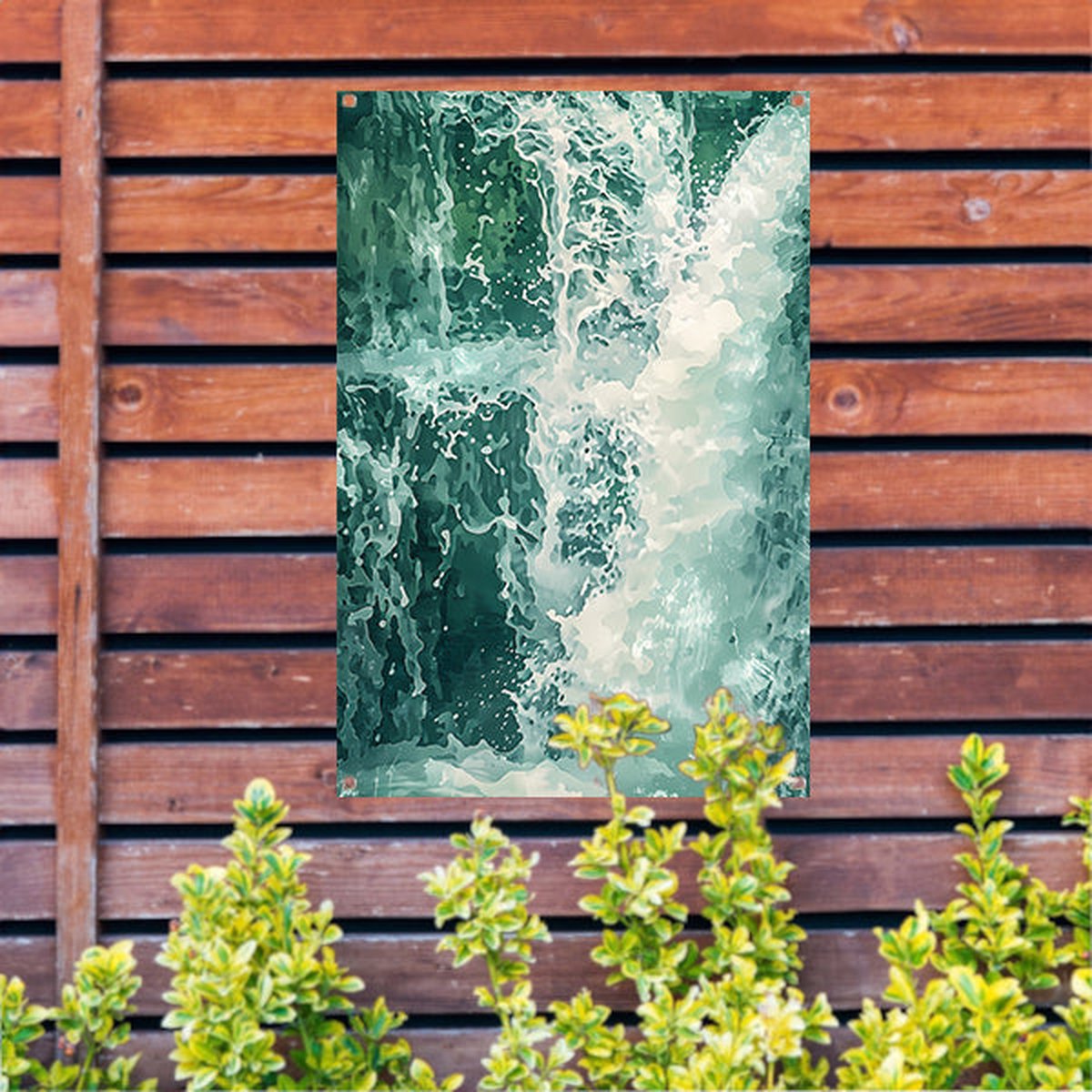 Waterfall garden poster - Nature poster - Foam garden poster - Outdoor wall decoration - Outdoor painting fence - Garden decoration garden poster 100x150 cm