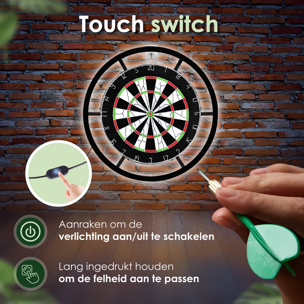 Dartbord Verlichting inclusief Dartcase voor Dartpijlen - Dartbord Surround Ring - Dartbord licht - Dartbord Verlichting Voordeelpakket
