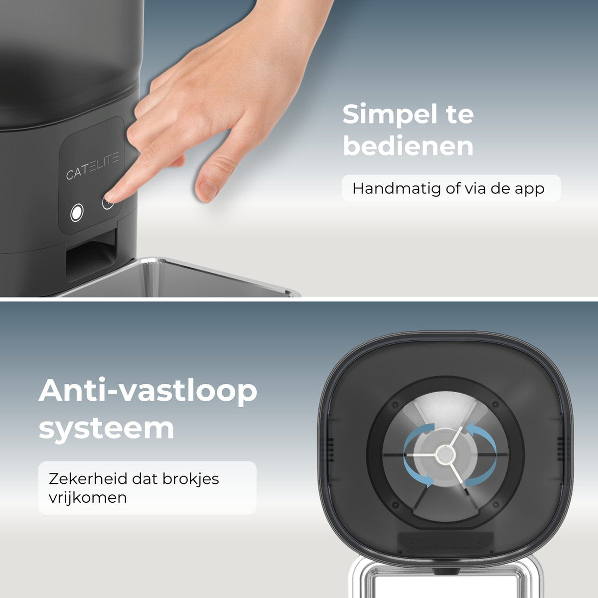 CatElite® - Automatische Voerbak Kat - Dual WiFi 5Ghz & 2.4Ghz - Voerautomaat met Smart App - 6L Voerdispenser RVS - Zwart - Incl. E-book