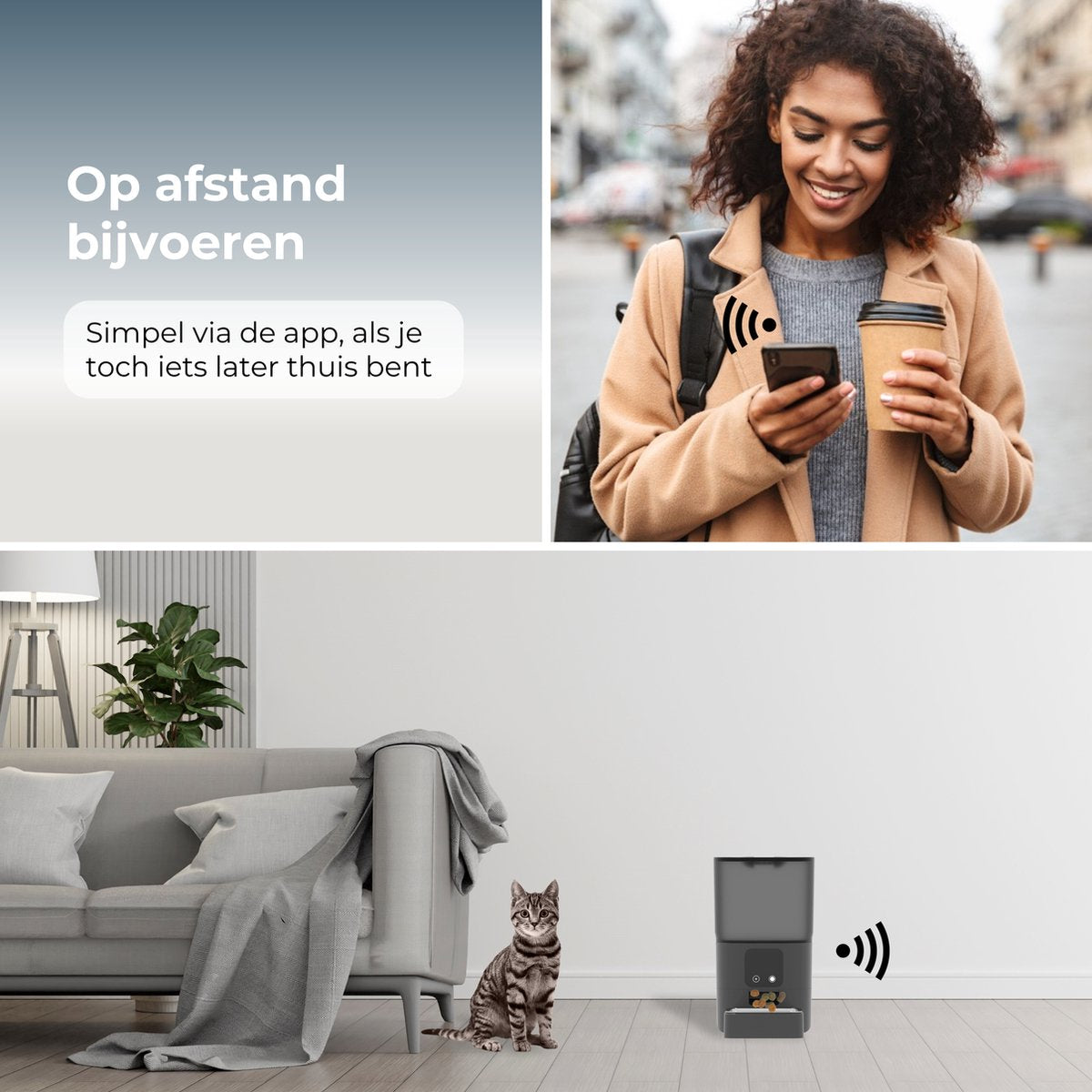 CatElite® - Automatische Voerbak Kat - Dual WiFi 5Ghz & 2.4Ghz - Voerautomaat met Smart App - 6L Voerdispenser RVS - Zwart - Incl. E-book