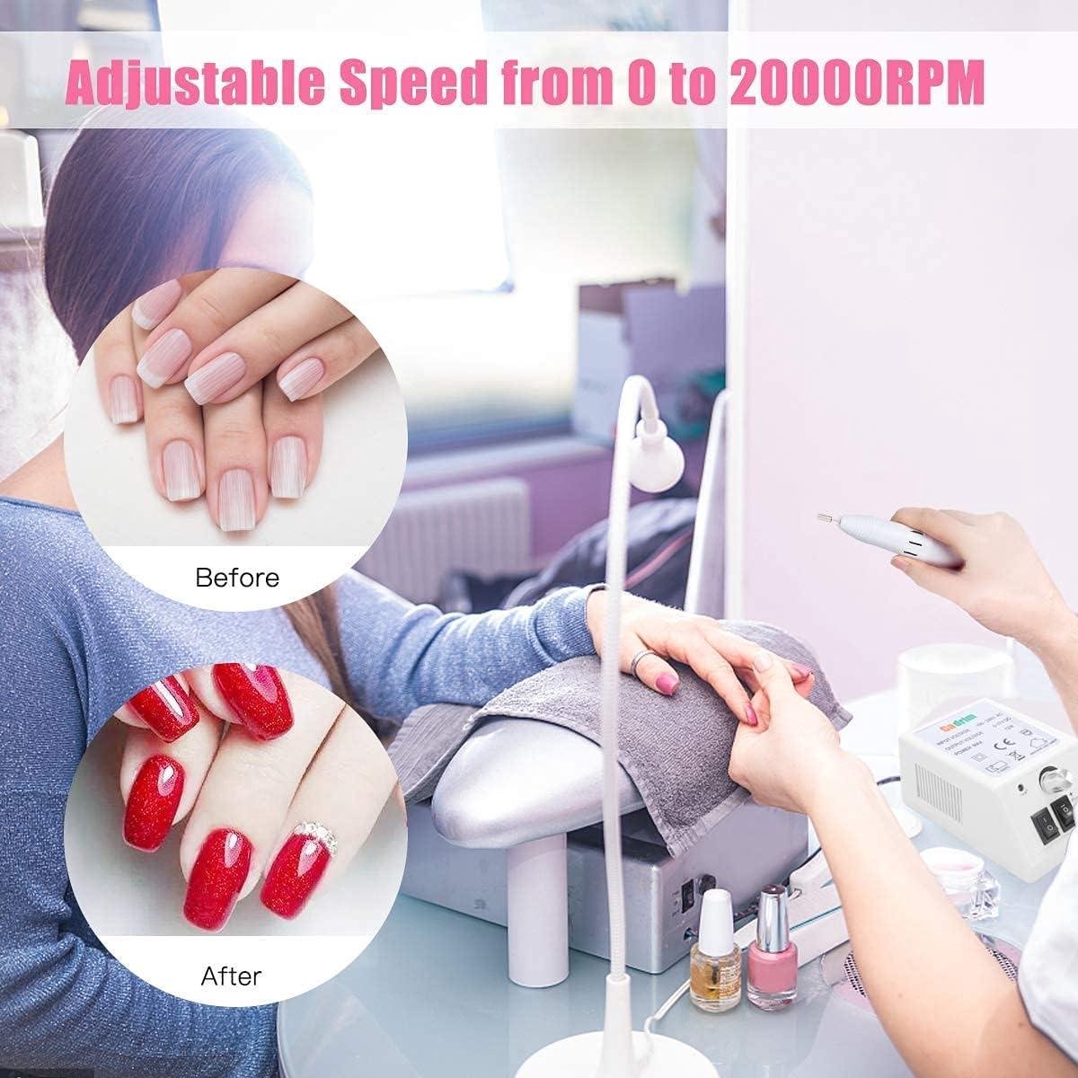 Cadrim Elektrische Manicure-Nagelmachine - Pedicure-Schuurmachine met 6 Opzetstukken voor Salon - Festivalgeschenken Nagelvijl Elektrisch