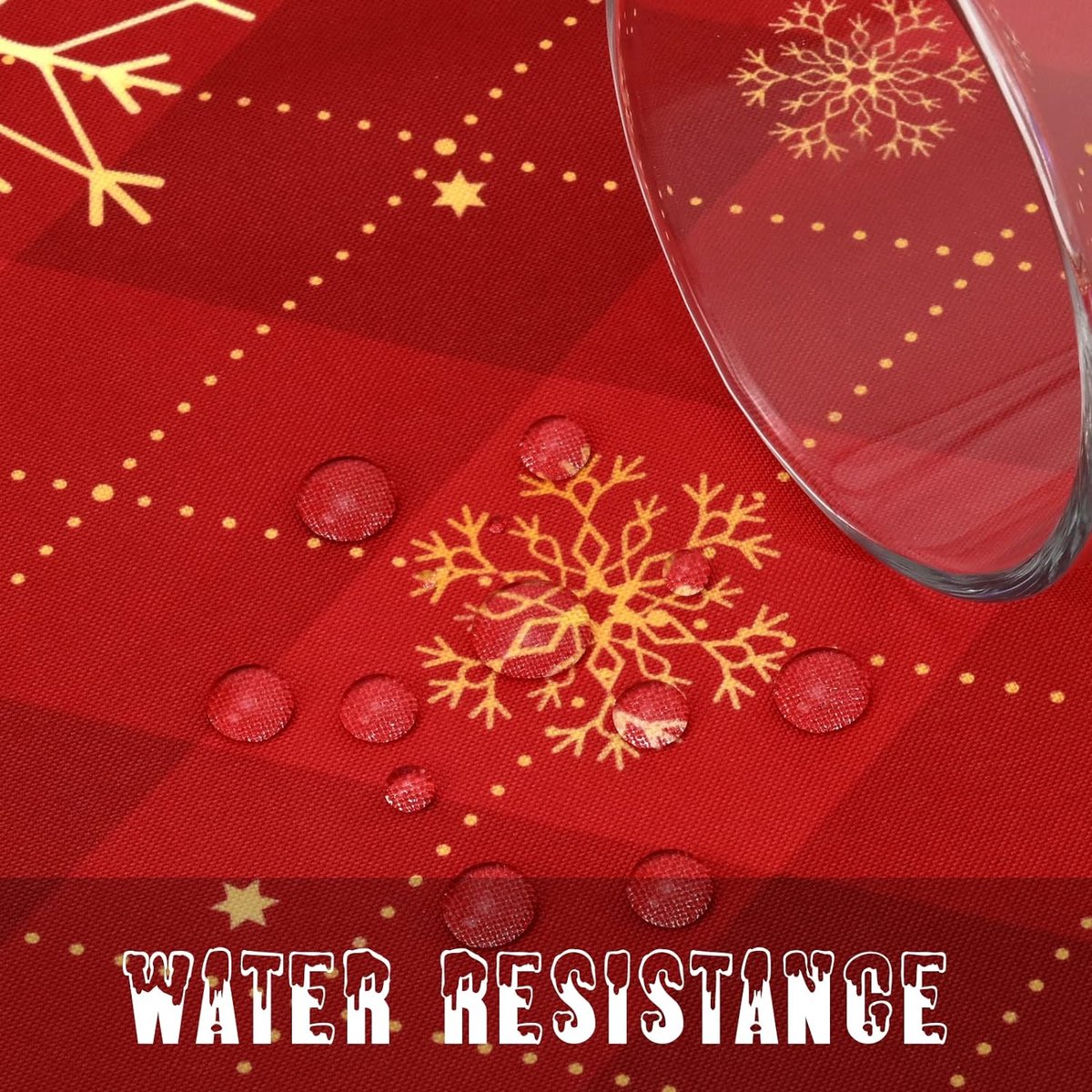 Rood kersttafelkleed, gele sneeuwvlokken, geruit, rechthoekig, waterdicht lotuseffect, afwasbaar tafelkleed voor feestdagen, eettafel, winter, feest, 130 x 220 cm